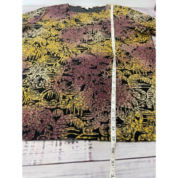 JM Collection Burnout Tunic Top Womens Plus 2X Floral Scoop Neck Stretch - Picture 7 of 10